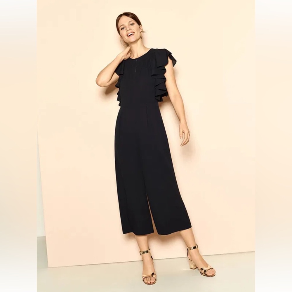 Whistles Navy Flutter Sleeve Jumpsuit